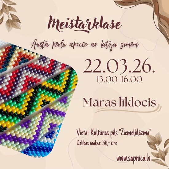 Austa pērļu aproce ar Latvju zīmēm - 22.03.2026.